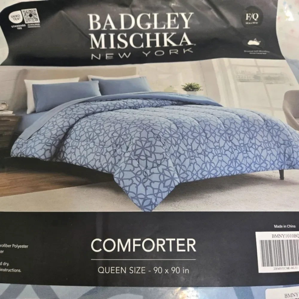 Badgley Mischka Blue Comforter - Queen Size